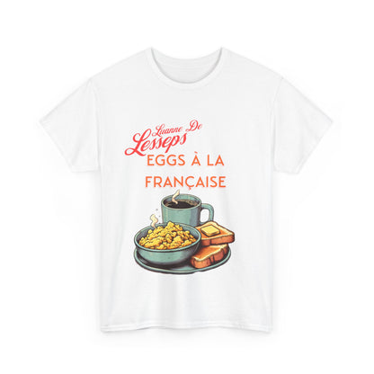 Tee with Cartoon of Luanne de Lesseps from RHONY - Eggs à la Française Design Unisex Heavy Cotton Tee