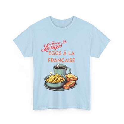 Tee with Cartoon of Luanne de Lesseps from RHONY - Eggs à la Française Design Unisex Heavy Cotton Tee