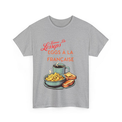 Tee with Cartoon of Luanne de Lesseps from RHONY - Eggs à la Française Design Unisex Heavy Cotton Tee